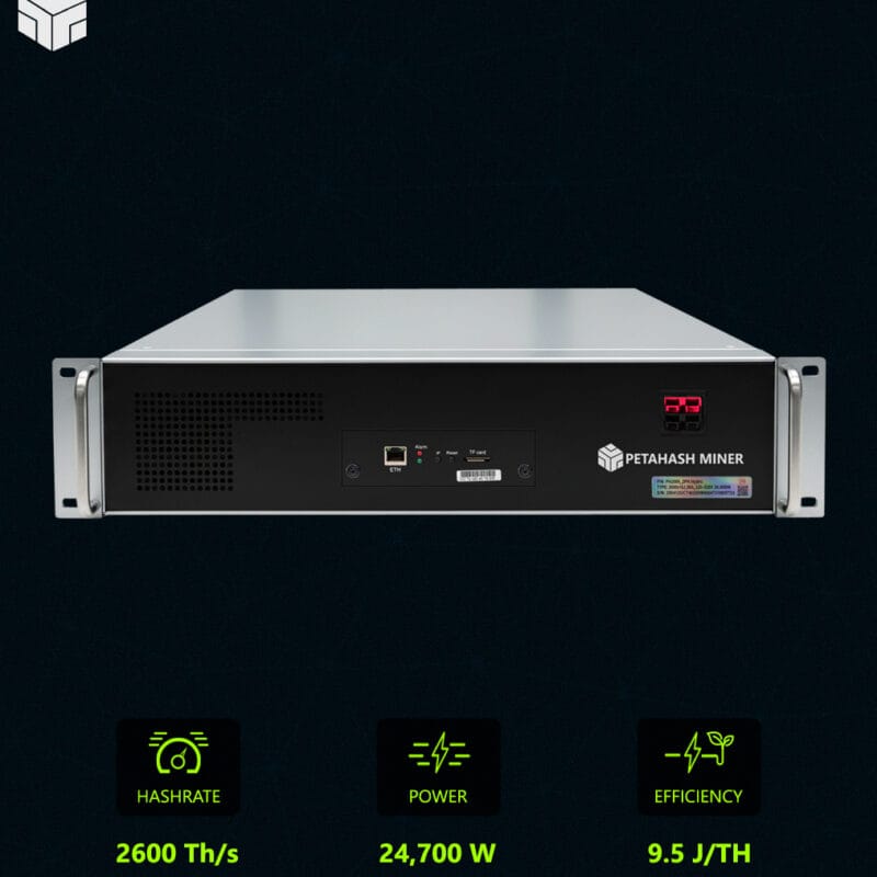 PH 2600 Hydro Miner 2.6 Petahash 2600 Terahash Bitcoin Miner Front Side